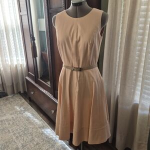 Anne Klein Peach Sleeveless Midi Dress with Belt